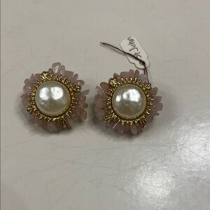 St. John Elegant Gold and Pink Pearl Earrings